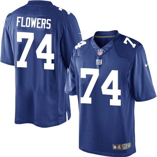 Youth Elite Ereck Flowers Nike Jersey Royal Blue Home - #74 NFL New York Giants